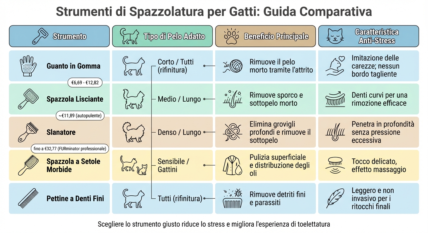 Guida agli strumenti di spazzolatura per gatti: quale scegliere in base al tipo di pelo