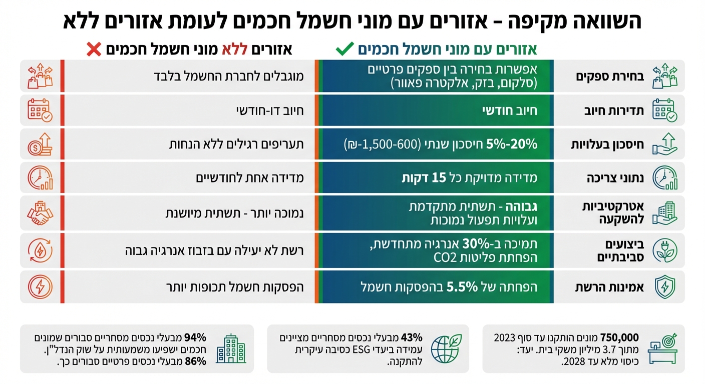 השוואה בין אזורים עם וללא מוני חשמל חכמים בישראל