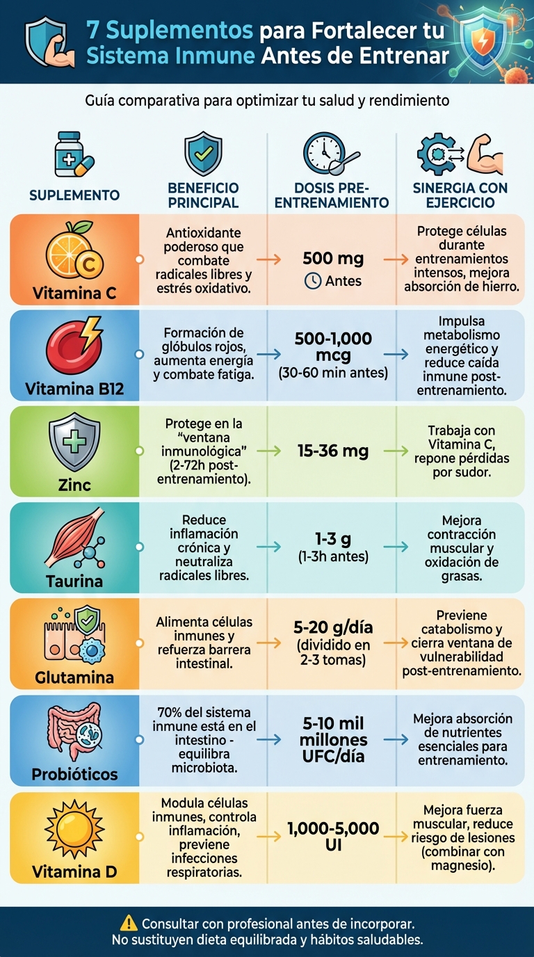 7 Suplementos para el Sistema Inmune: Beneficios, Dosis y Sinergia con el Ejercicio