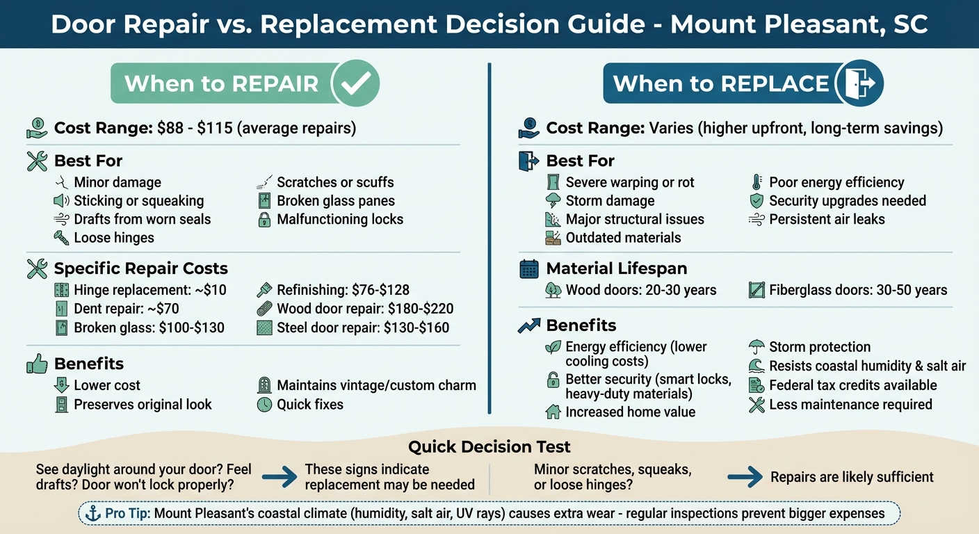 Door Repair vs Replacement Decision Guide for Mount Pleasant SC
