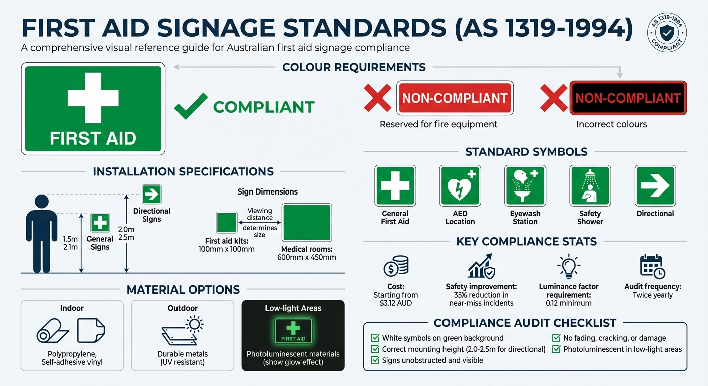 Australian First Aid Sign Standards Quick Reference Guide AS 1319-1994