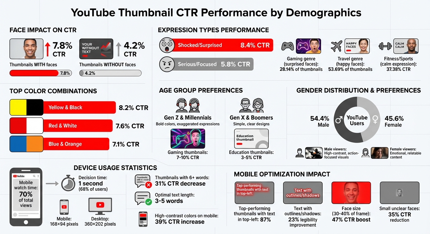 YouTube Thumbnail CTR by Demographics: Age, Gender, and Device Statistics