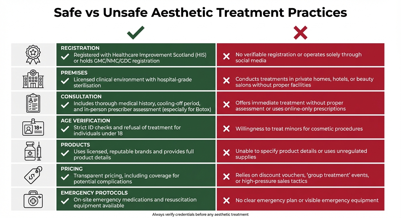 Safe vs Unsafe Aesthetic Treatment Practices Comparison Guide