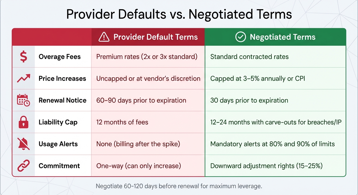Cloud Contract Terms: Provider Defaults vs Negotiated Terms Comparison