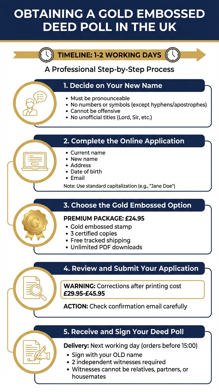 5 Steps to Get a Gold Embossed Deed Poll in the UK