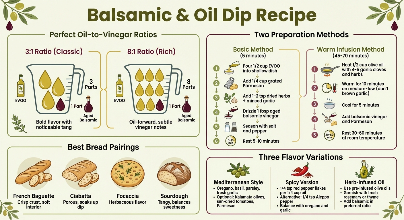 Balsamic and Oil Dip Recipe Guide: Ratios, Methods, and Ingredient Pairings