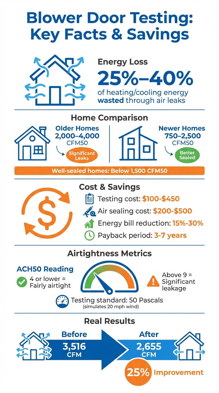 Blower Door Testing: Key Statistics and Energy Savings