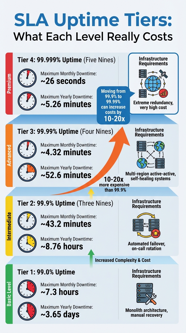SLA Uptime Tiers: Downtime Limits and Infrastructure Requirements