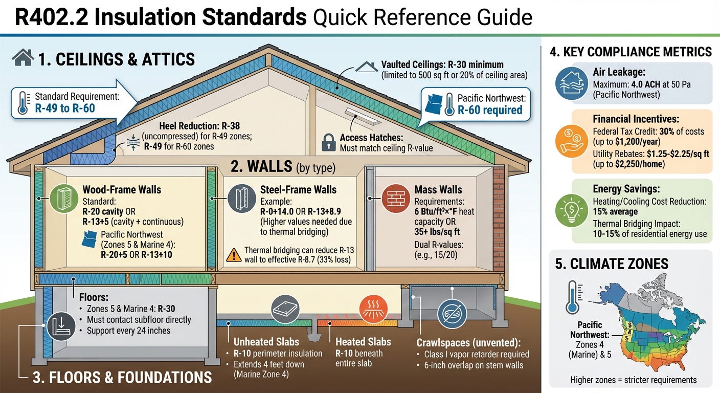 R402.2 Insulation Requirements by Building Component and Climate Zone