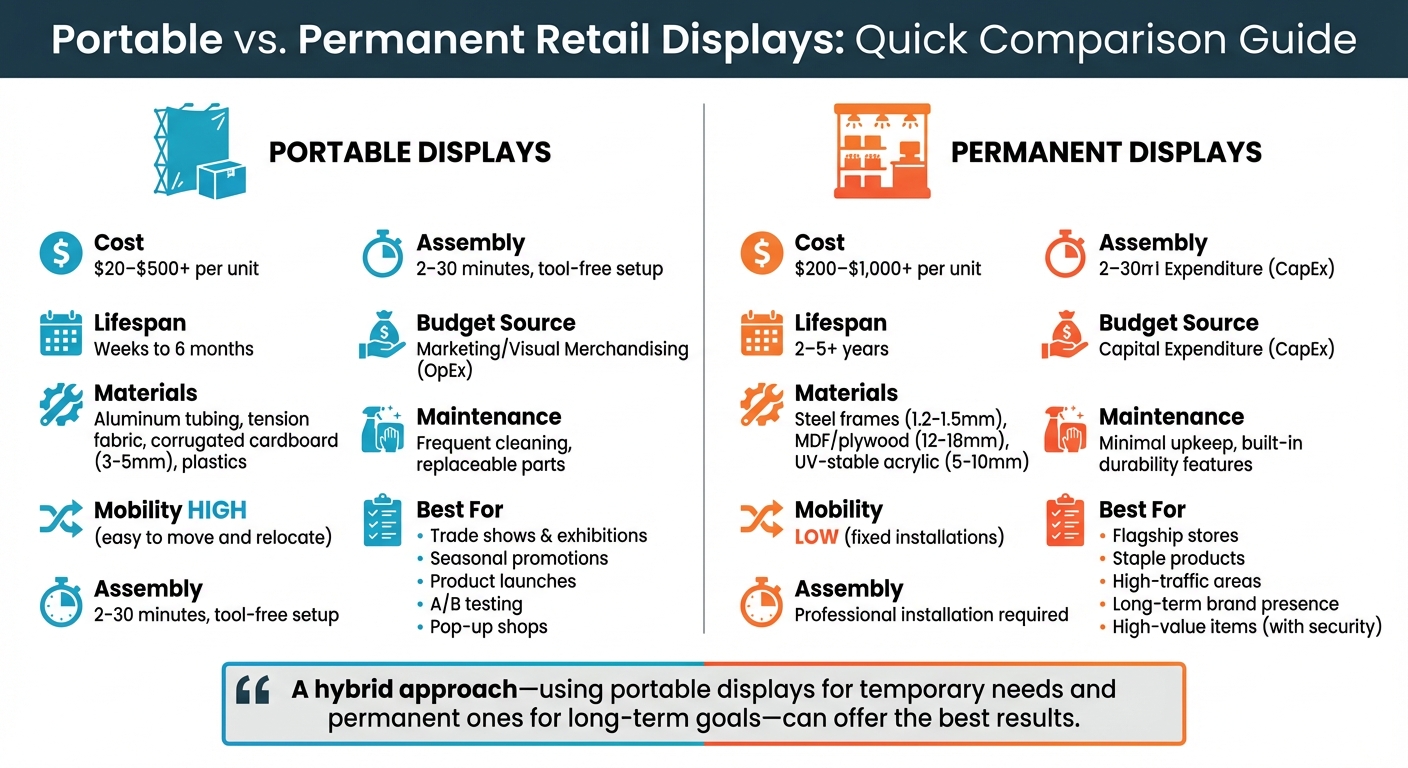 Portable vs Permanent Retail Displays Comparison Chart