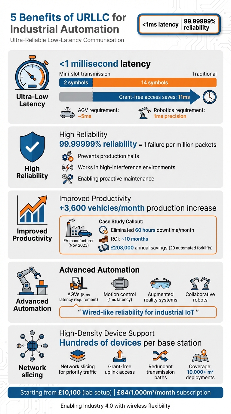 5 Key Benefits of URLLC for Industrial Automation: Performance Metrics and Impact