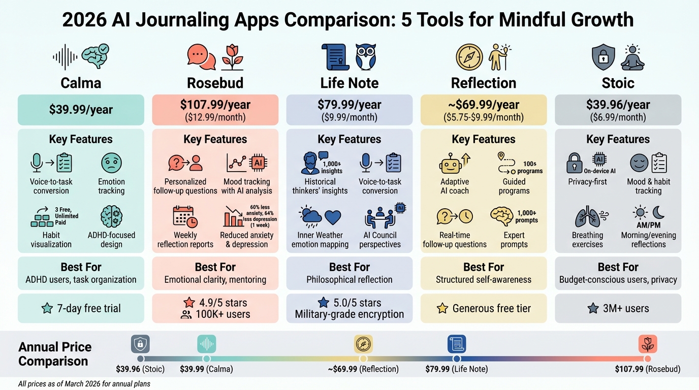 AI Journaling Apps 2026: Features and Pricing Comparison