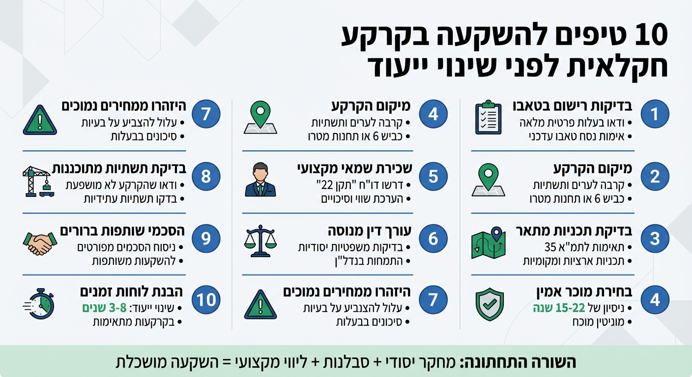 10 טיפים מרכזיים להשקעה בקרקע חקלאית לפני שינוי ייעוד