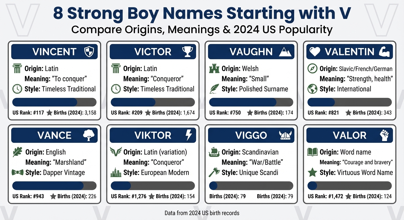 Boy Names Starting with V: Comparison of Origin, Meaning, and US Popularity