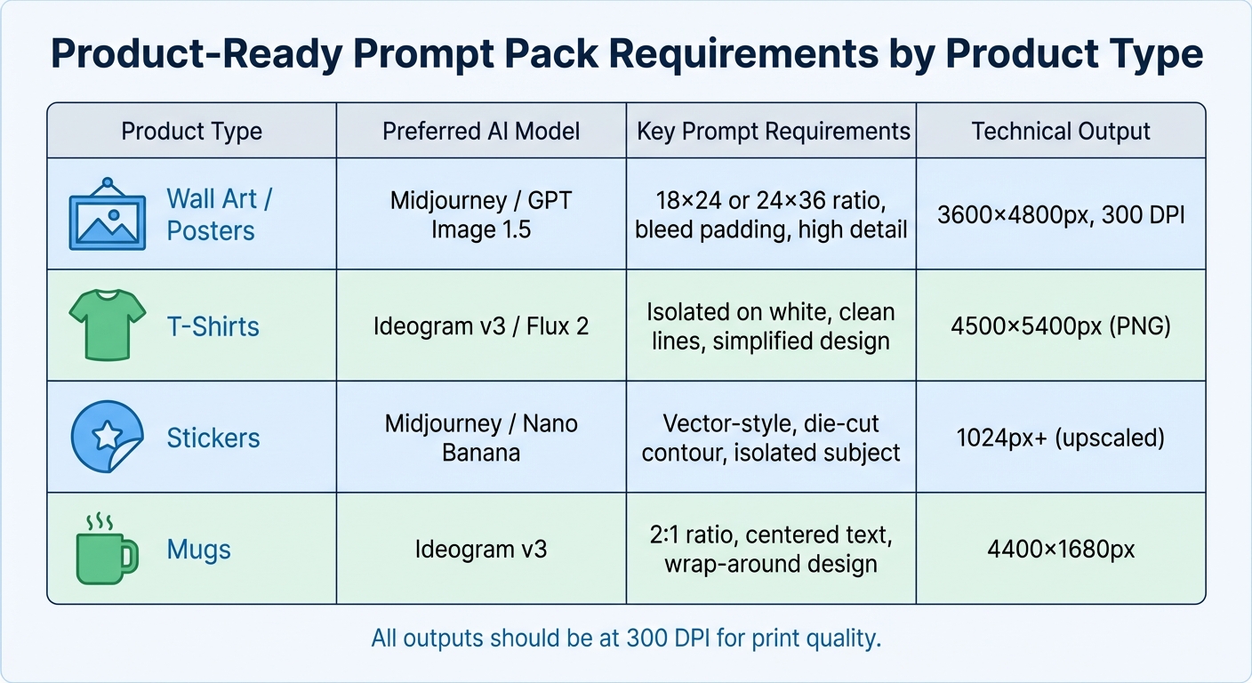 Product-Ready Prompt Pack Requirements by Product Type
