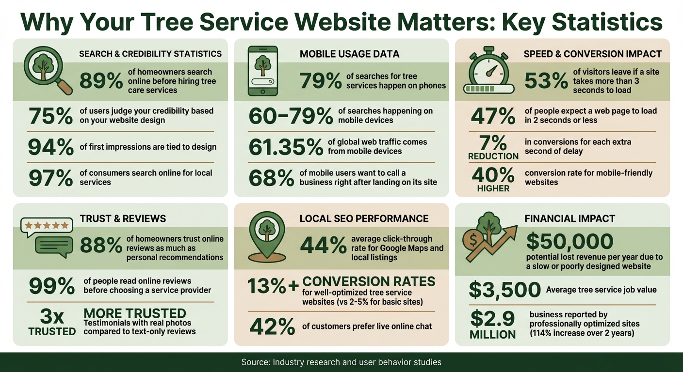 Tree Service Website Statistics: Mobile Usage, Conversion Rates & User Behavior