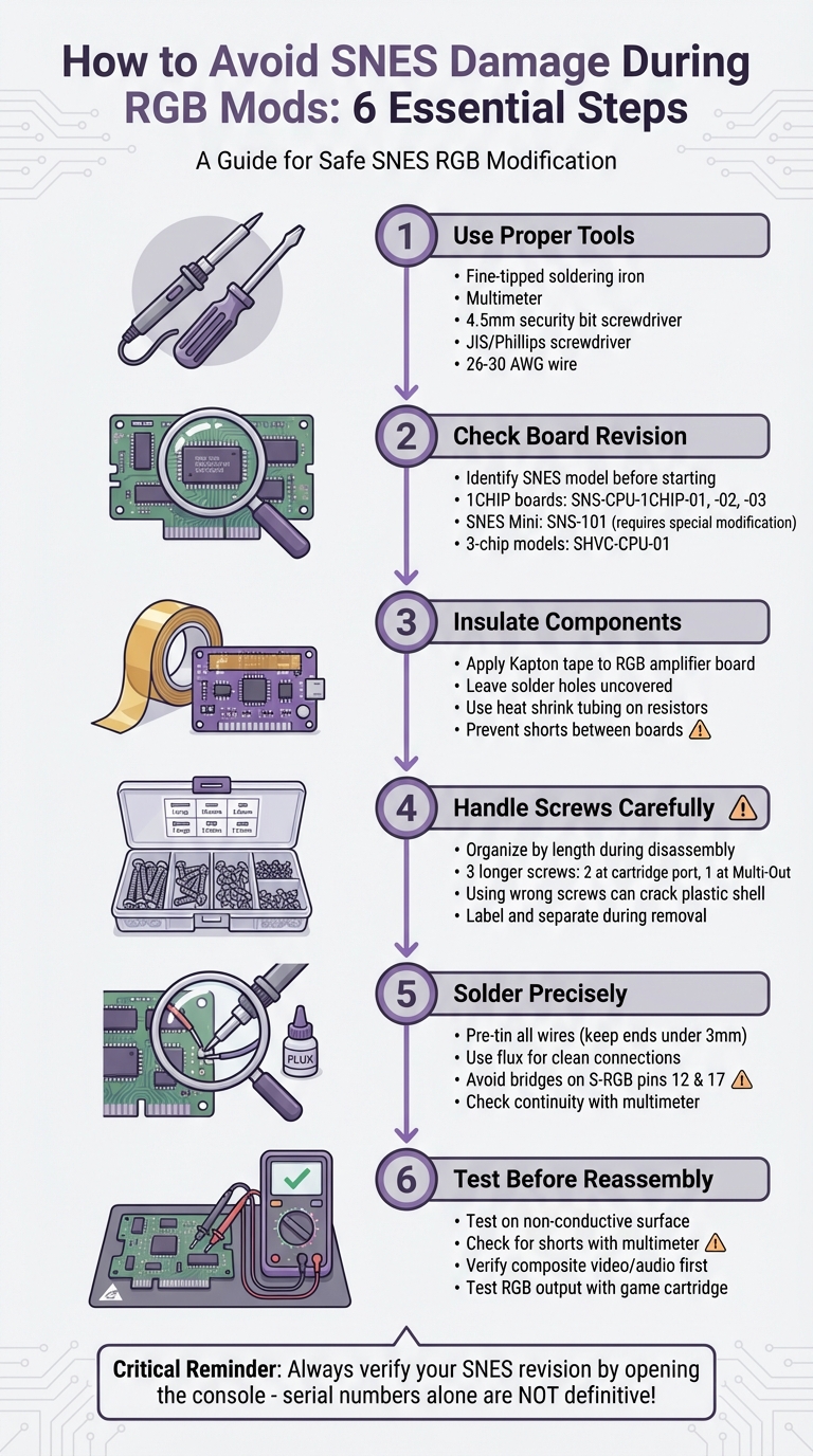 SNES RGB Mod Safety Checklist: 6 Steps to Avoid Console Damage