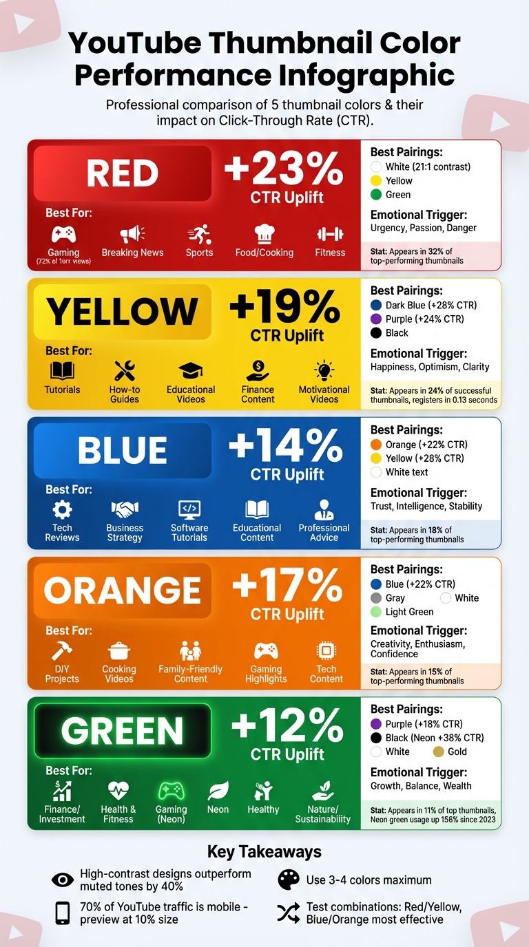 YouTube Thumbnail Colors CTR Performance Comparison Chart