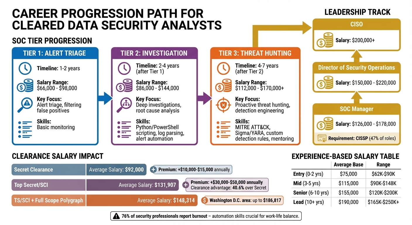 Data Security Analyst Career Progression: Tiers, Salaries, and Clearance Levels
