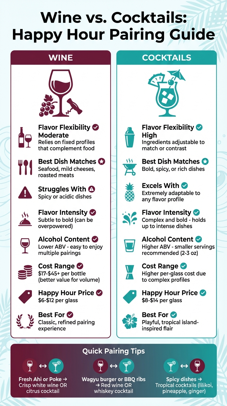 Wine vs Cocktails for Happy Hour Food Pairings Comparison Chart