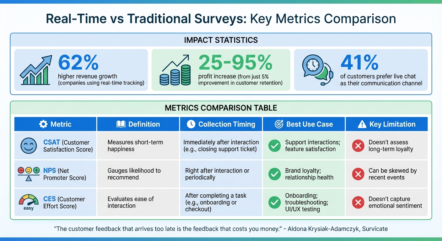 Real-Time vs Traditional Surveys: Metrics Comparison Chart