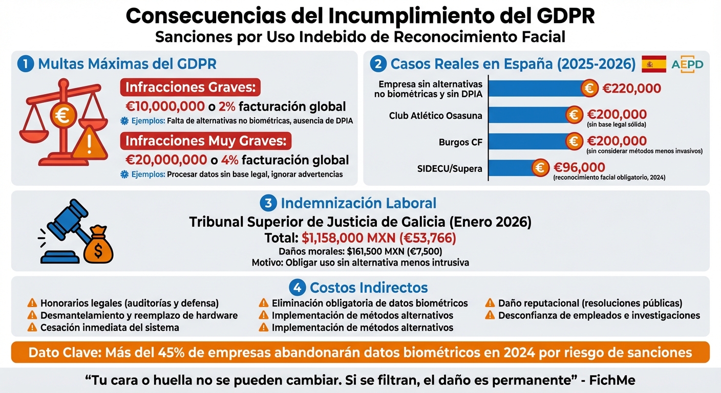 Multas GDPR por reconocimiento facial: sanciones y consecuencias legales en España
