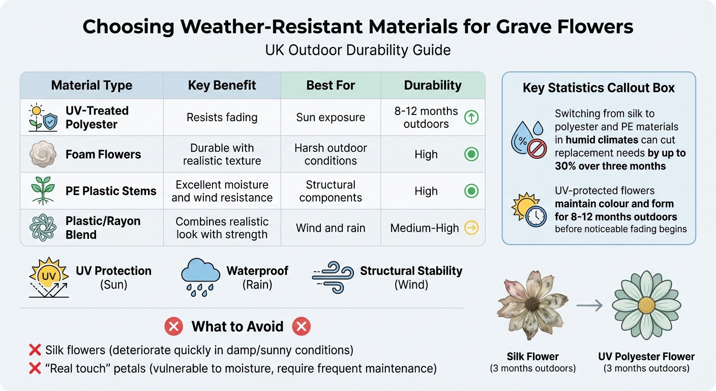 Best Materials for Outdoor Artificial Grave Flowers: UV Resistance and Durability Guide