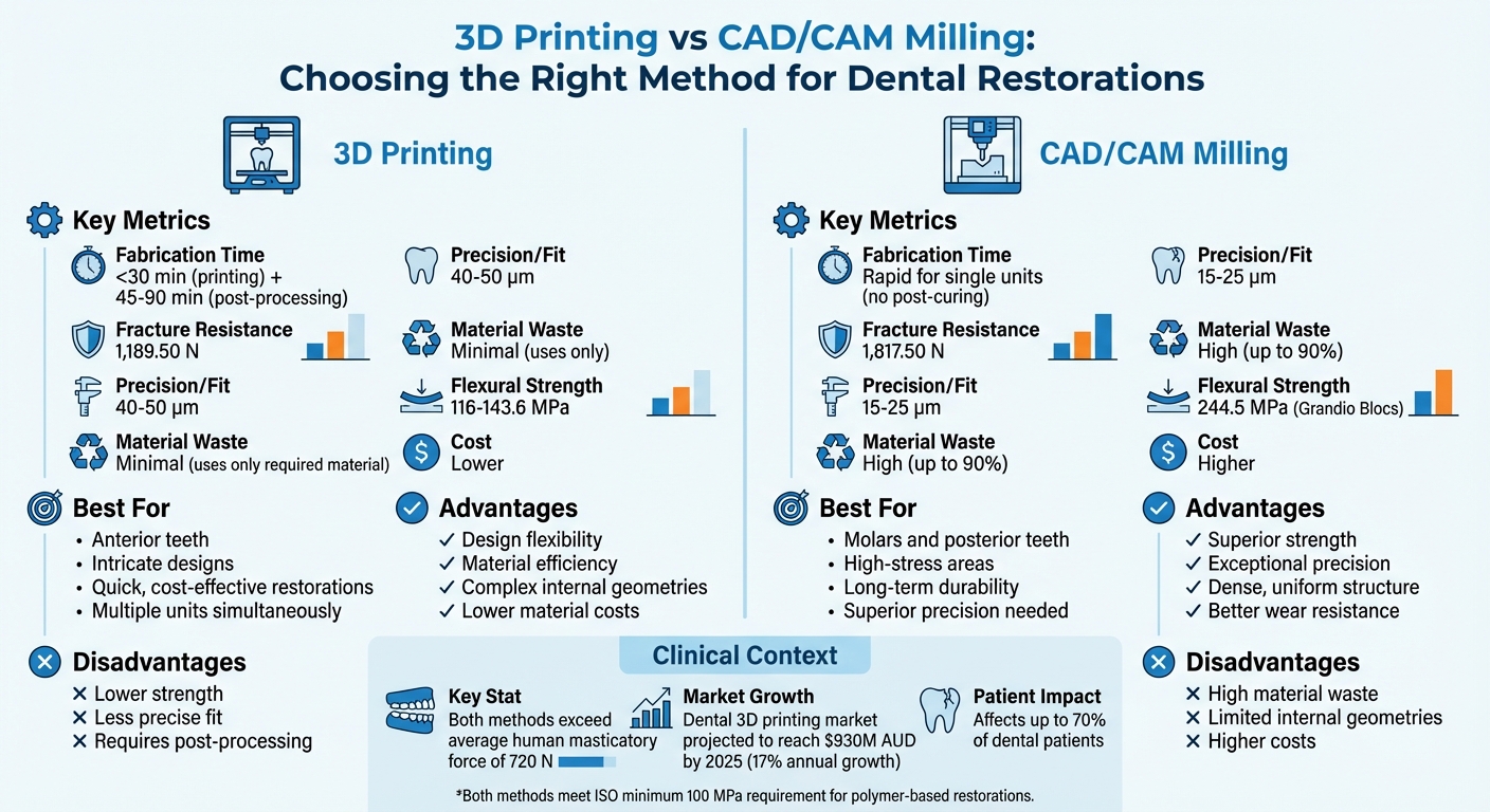 3D Printing vs CAD/CAM Milling for Dental Restorations Comparison