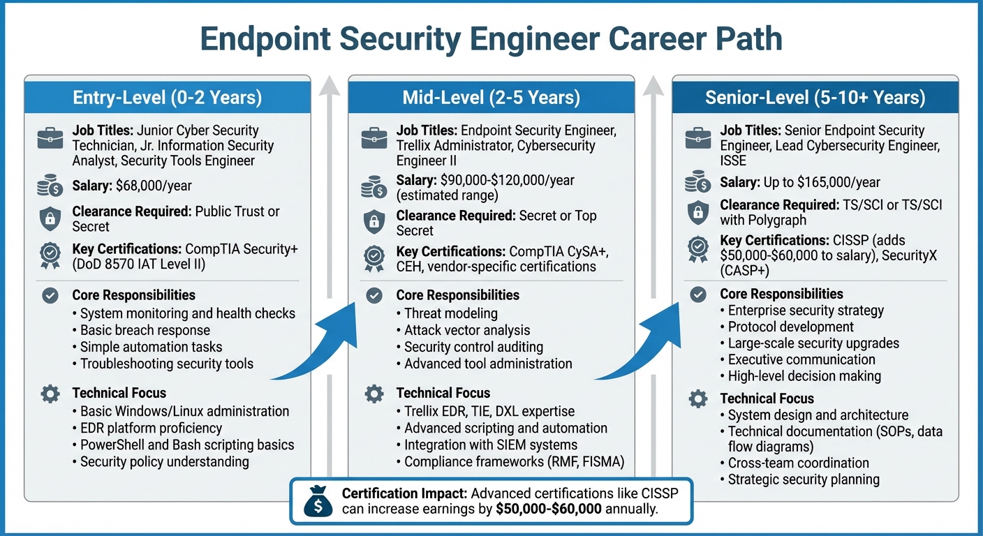 Endpoint Security Engineer Career Progression: Skills, Certifications, and Salary by Level