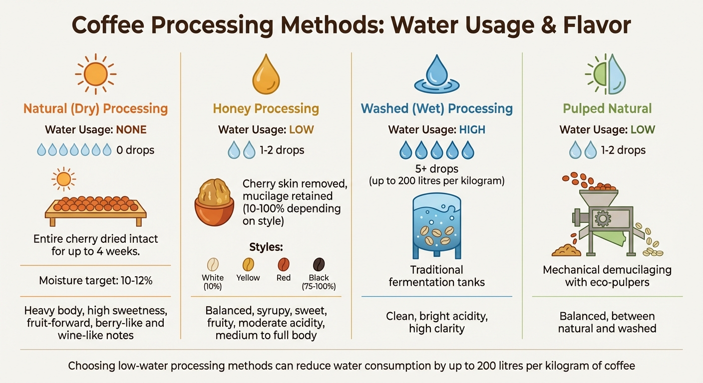 Coffee Processing Methods: Water Usage and Flavor Comparison
