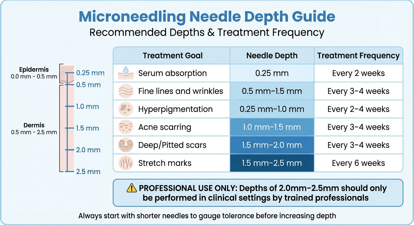 Microneedling Needle Depth Guide by Treatment Goal