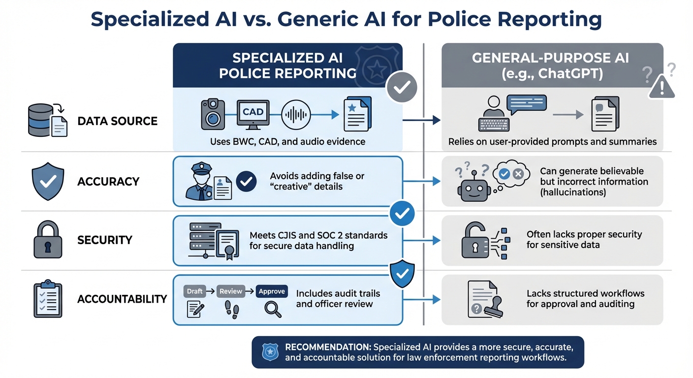Specialized AI vs Generic AI for Police Report Writing Comparison