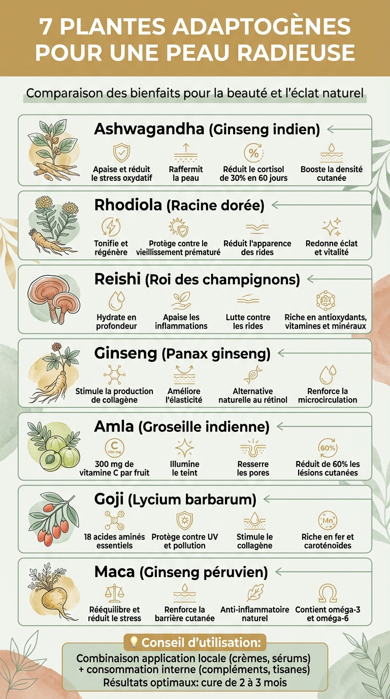 7 plantes adaptogènes et leurs bienfaits pour la peau
