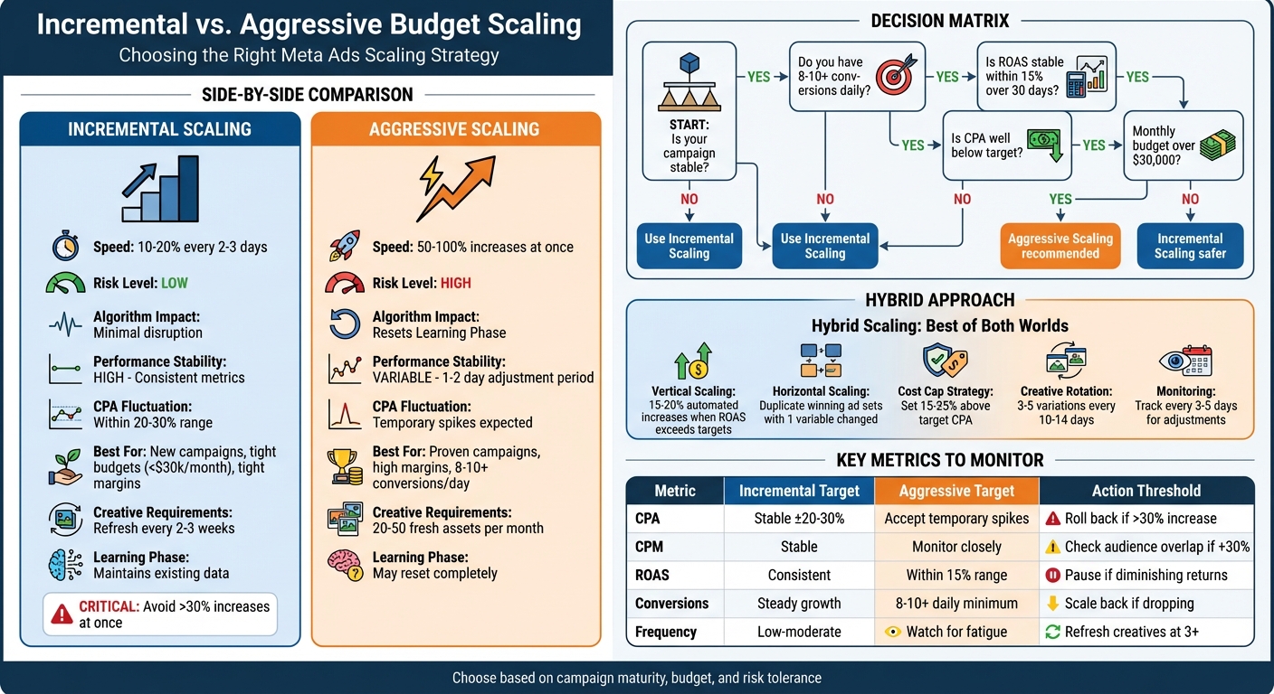 Incremental vs Aggressive Budget Scaling for Meta Ads: Complete Comparison Guide