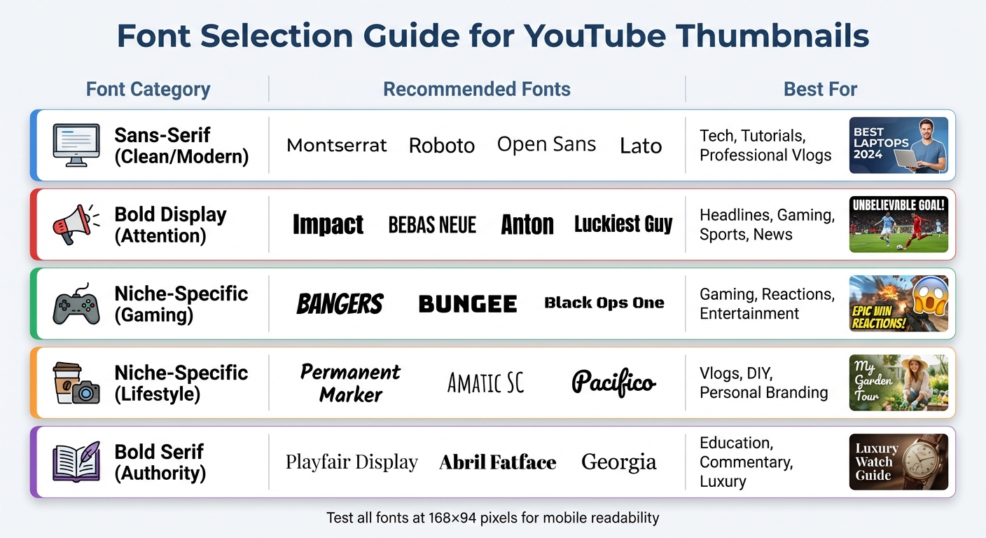 YouTube Thumbnail Font Selection Guide by Content Type