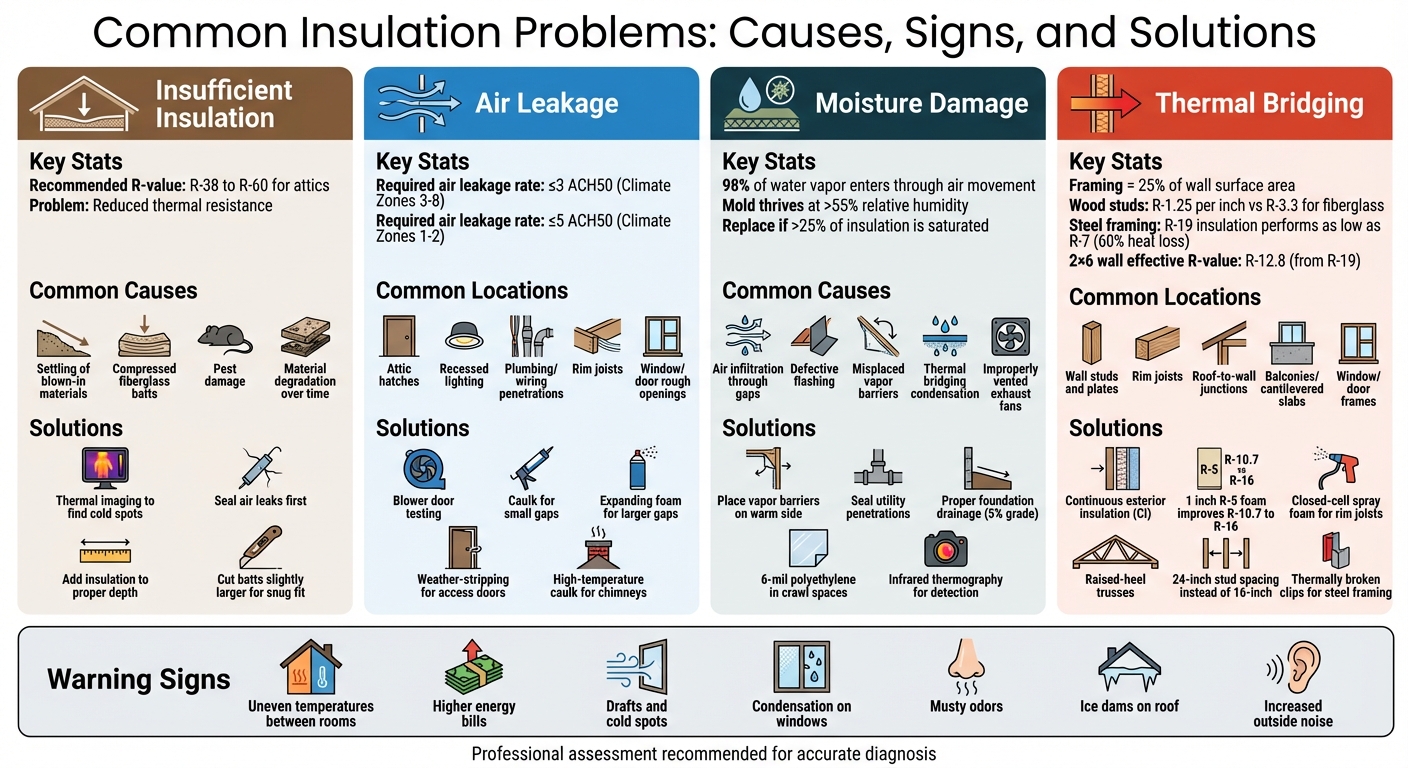Guide to common insulation problems showing causes, warning signs, and repair solutions