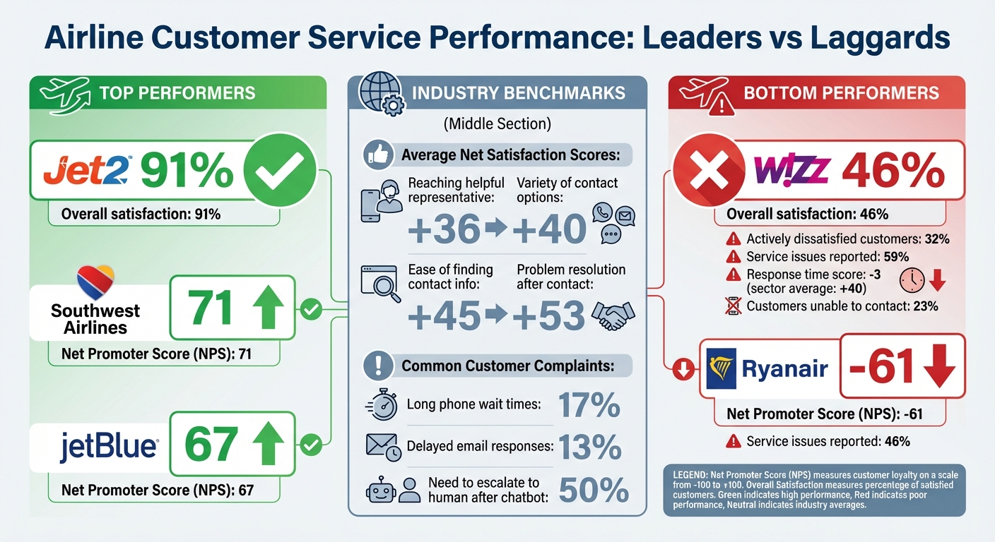 Airline Customer Service Satisfaction Comparison: Best vs Worst Performers