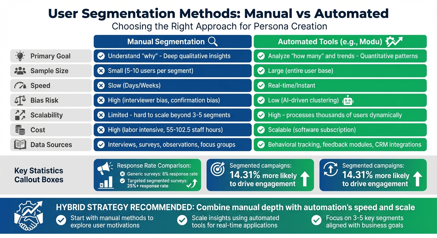 Manual vs Automated User Segmentation Comparison Chart