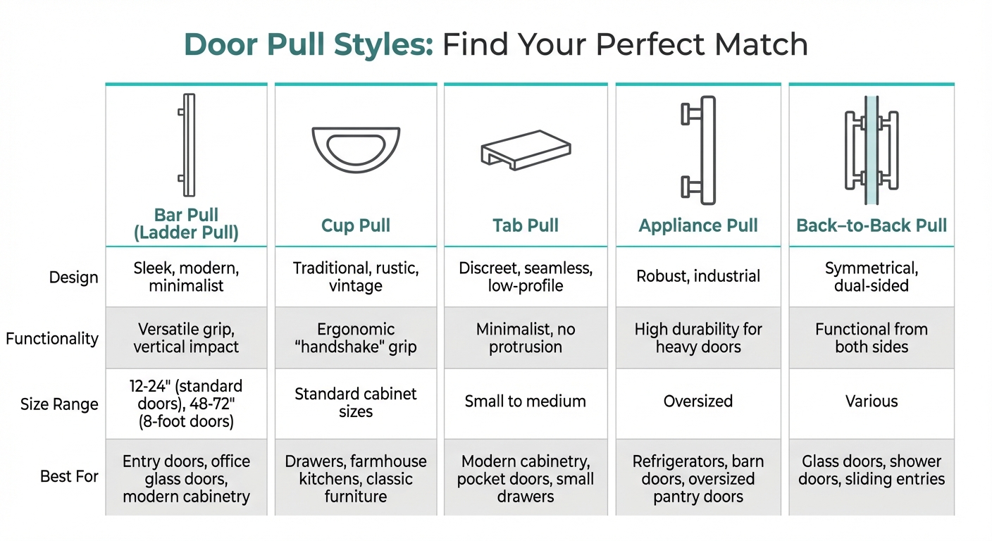 Door Pull Styles Comparison Guide: Types, Design and Best Uses