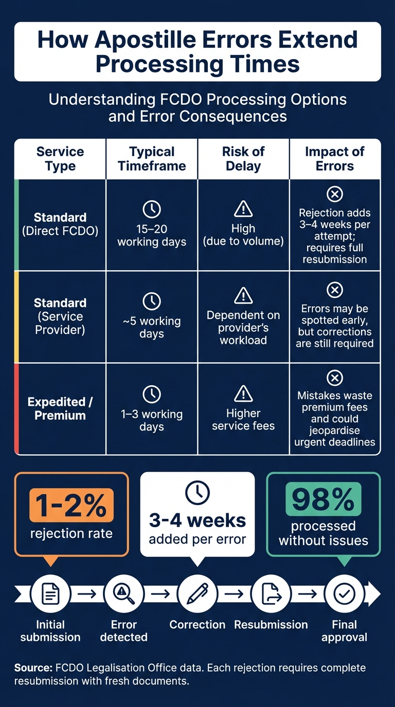 FCDO Apostille Processing Times and Error Impact Comparison