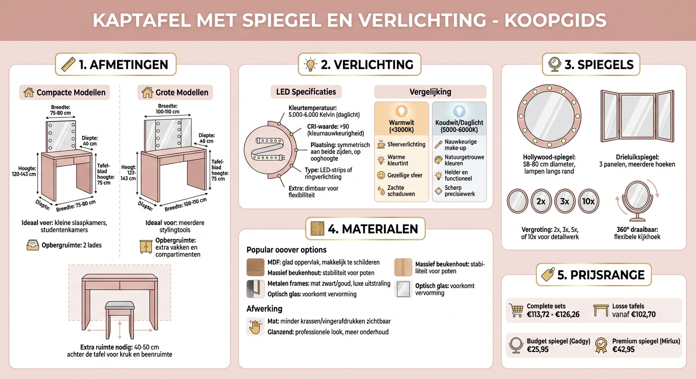 Kaptafel kopen: complete checklist met afmetingen, verlichting en materialen