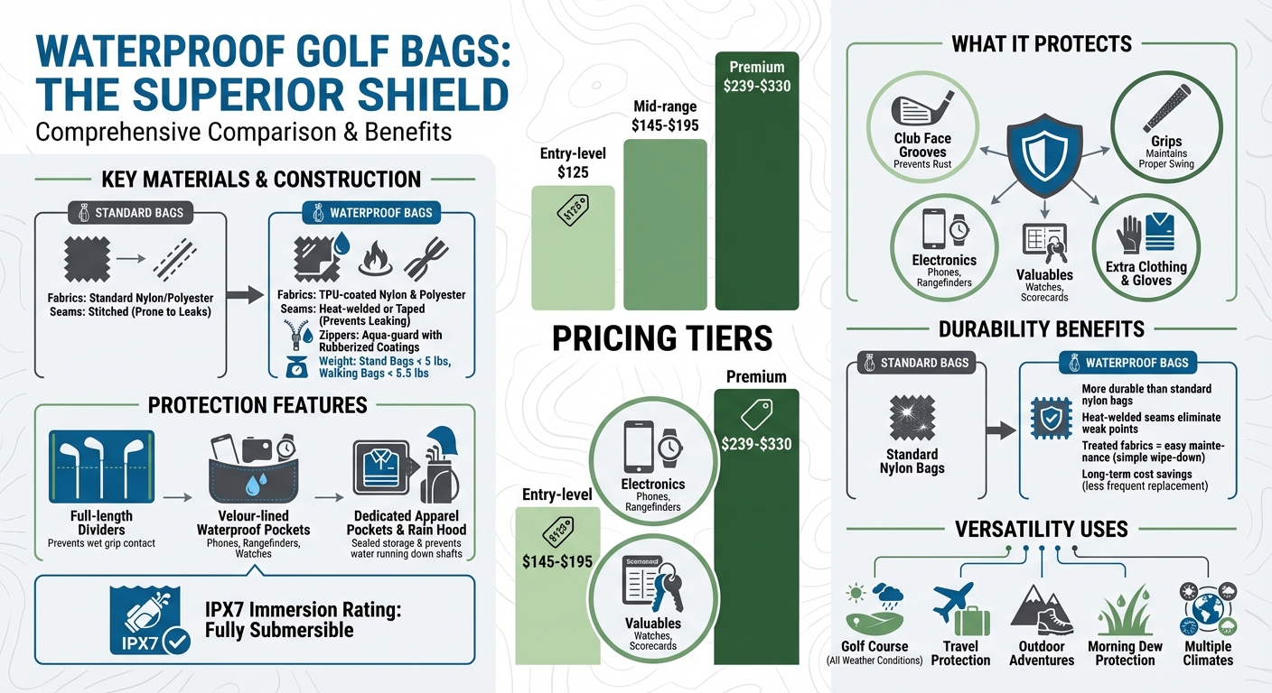 Waterproof Golf Bag Features and Benefits Comparison