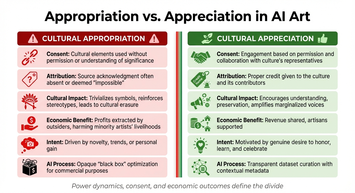 Cultural Appropriation vs Appreciation in AI Art: Key Differences