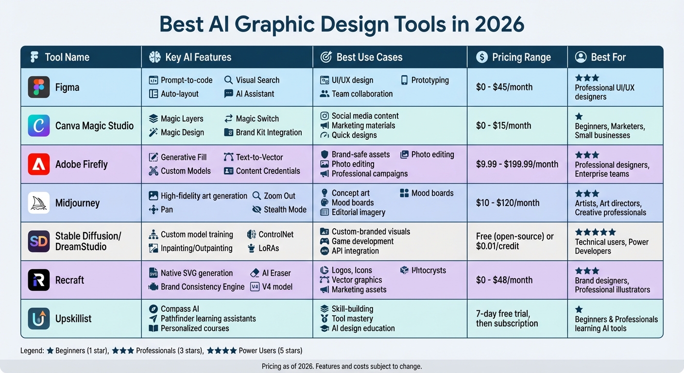 Best AI Graphic Design Tools 2026: Features, Pricing & Use Cases Comparison