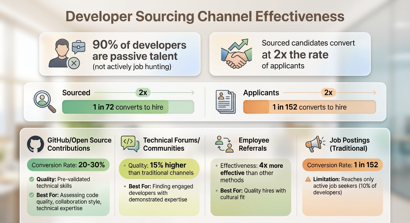 Developer Pipeline Sourcing Channels: Conversion Rates and Effectiveness Comparison