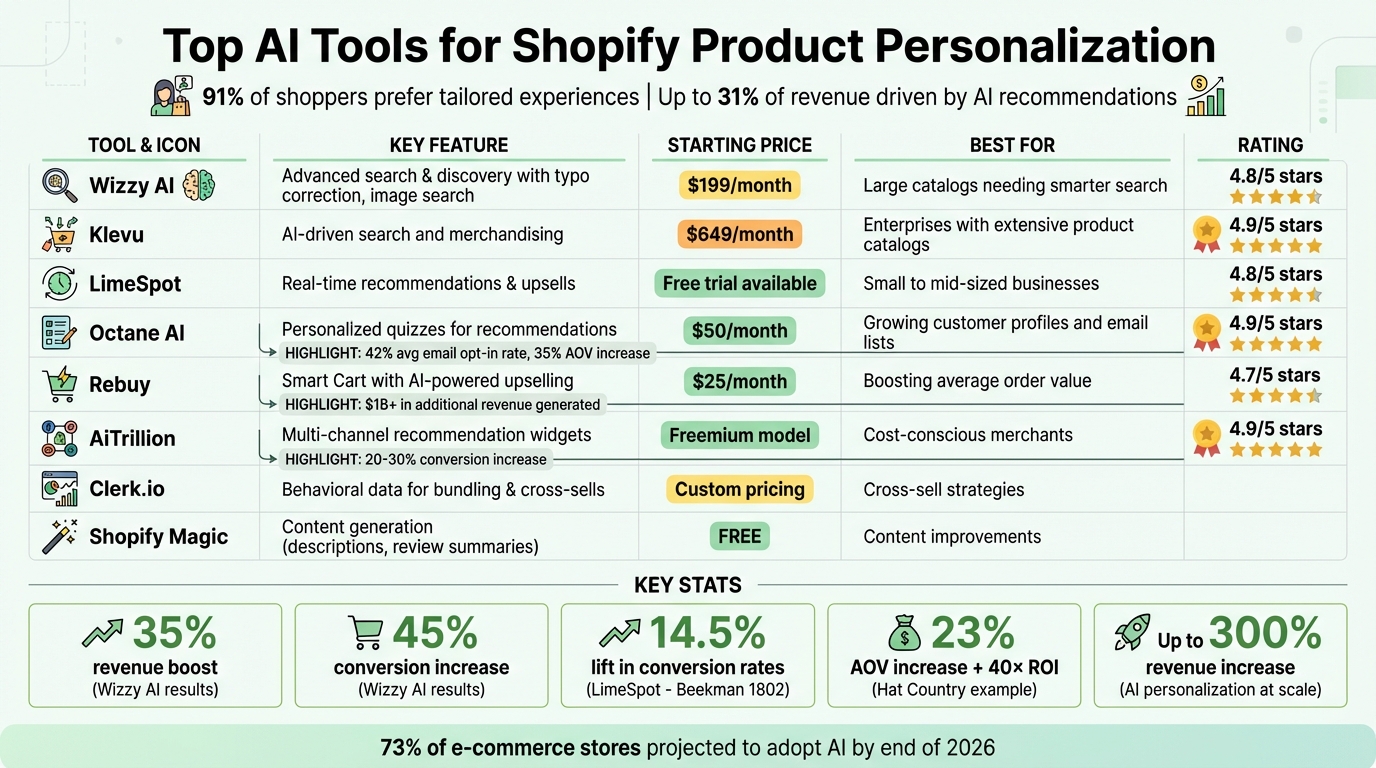 AI Tools for Shopify Product Personalization: Features and Pricing Comparison