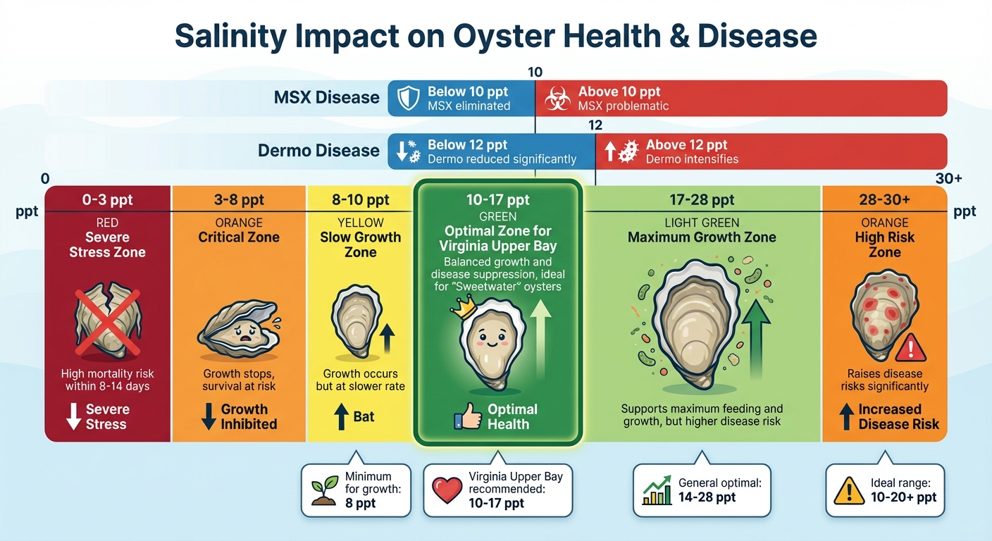 Optimal Salinity Ranges for Oyster Health and Disease Prevention