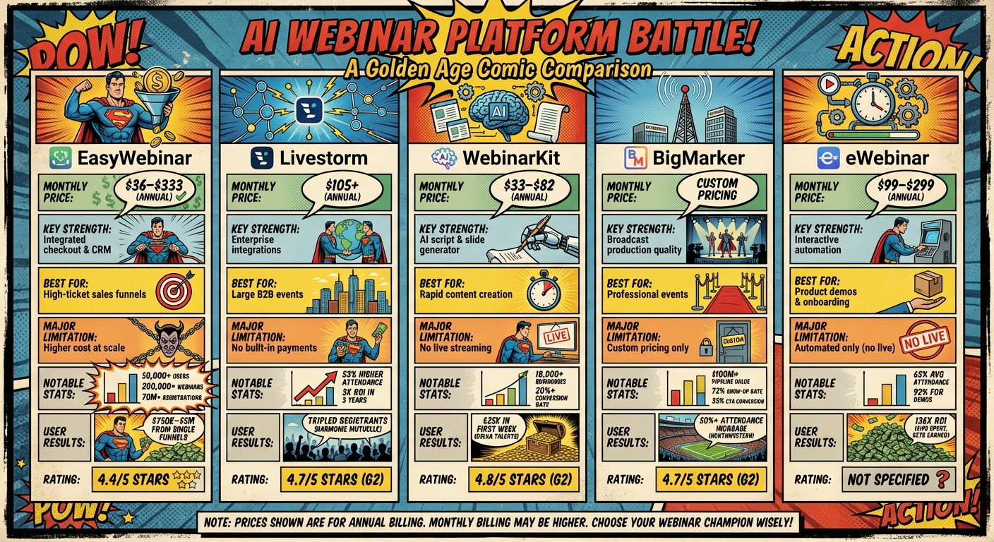 AI Webinar Platform Comparison: Features, Pricing, and Best Use Cases
