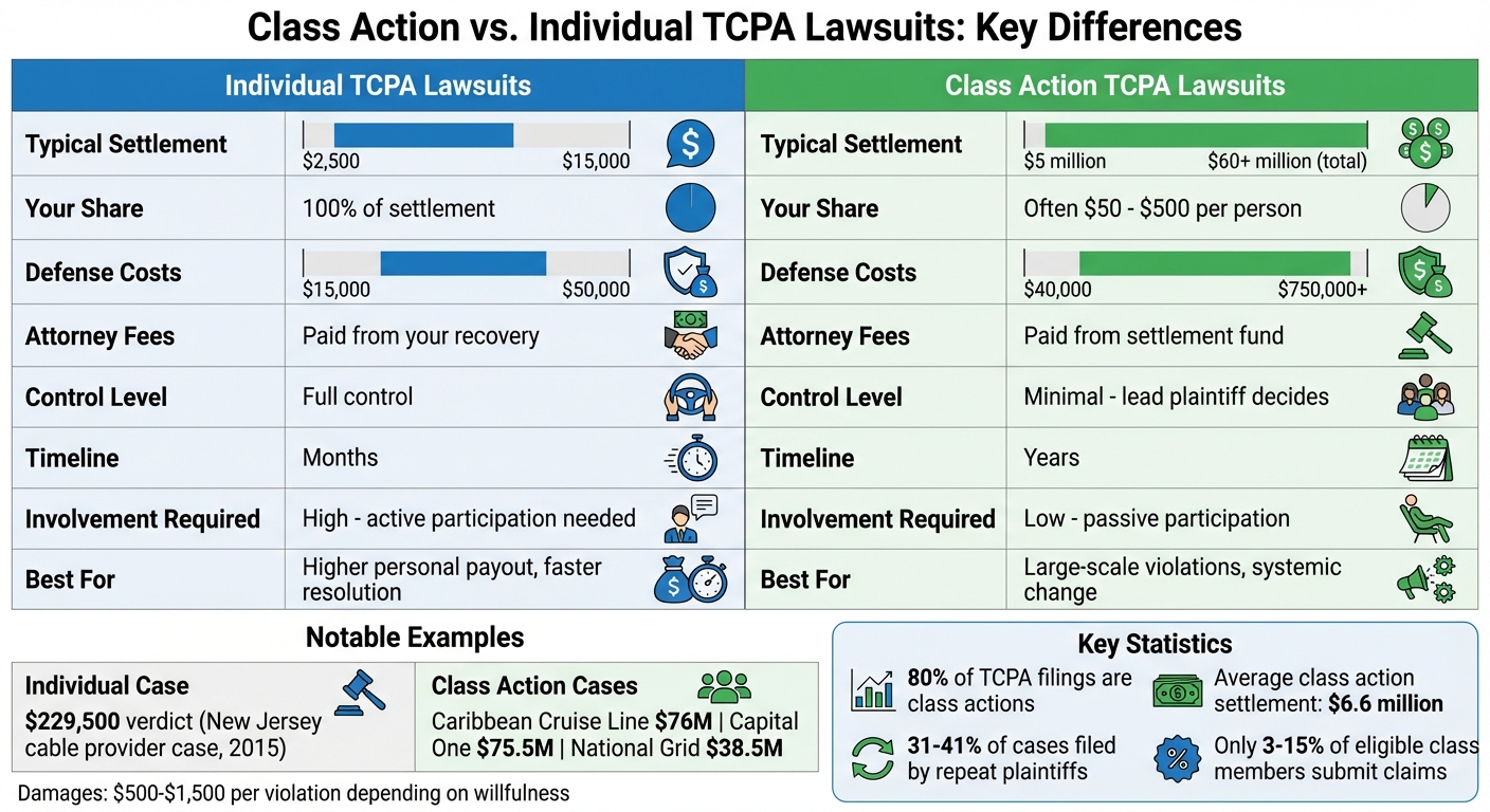 Class Action vs Individual TCPA Lawsuits Comparison Chart