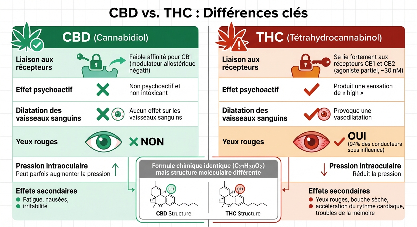 CBD vs THC: Comparaison des effets sur les yeux rouges et le système endocannabinoïde